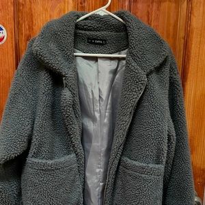 Faux-Sherpa gray jacket